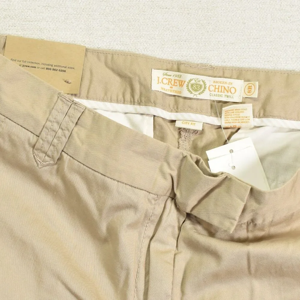NWT J CREW Broken in Chino Pants Classic Twill Tan Khaki Womens Size 8R City Fit